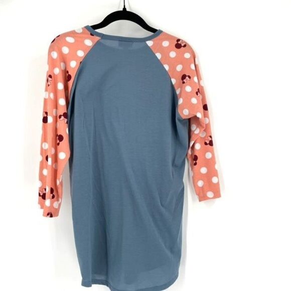 LuLaRoe Womens Disney Minnie Mouse 3/4 Sleeve Randy Top Blue Peach Size Small - Picture 2 of 7